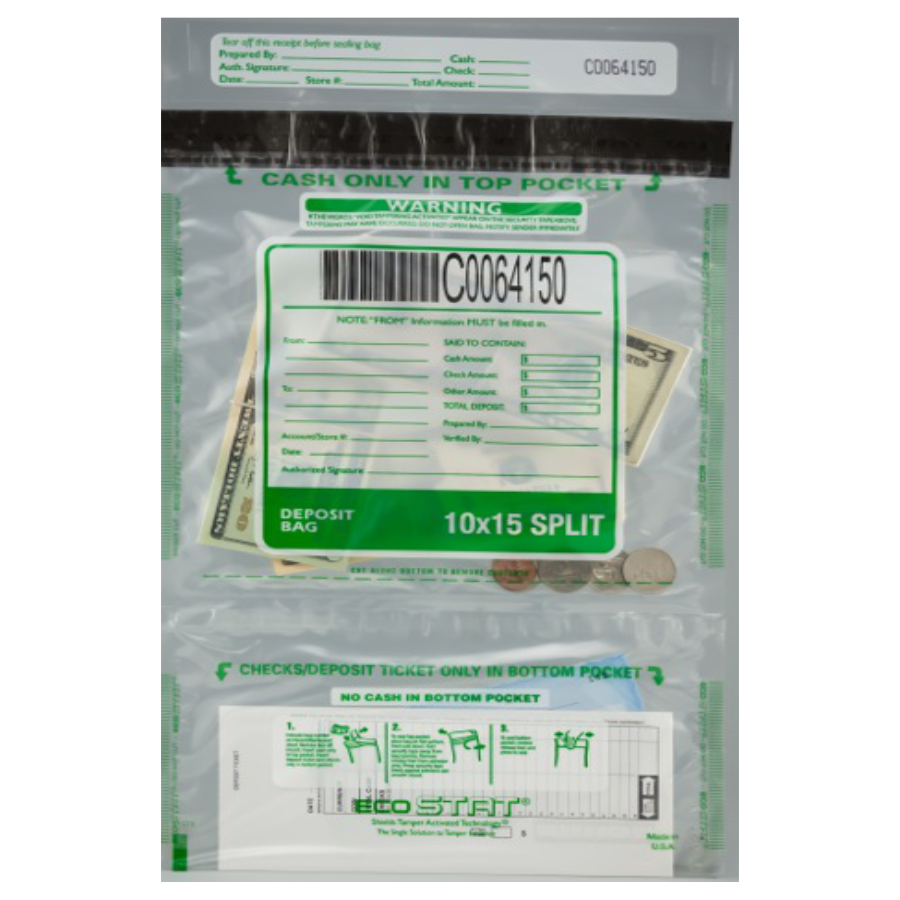 10 x 15 Dual Pocket Deposit Bag (D1015)<br>(Quantities 100, 200, 300, 400 and 500)